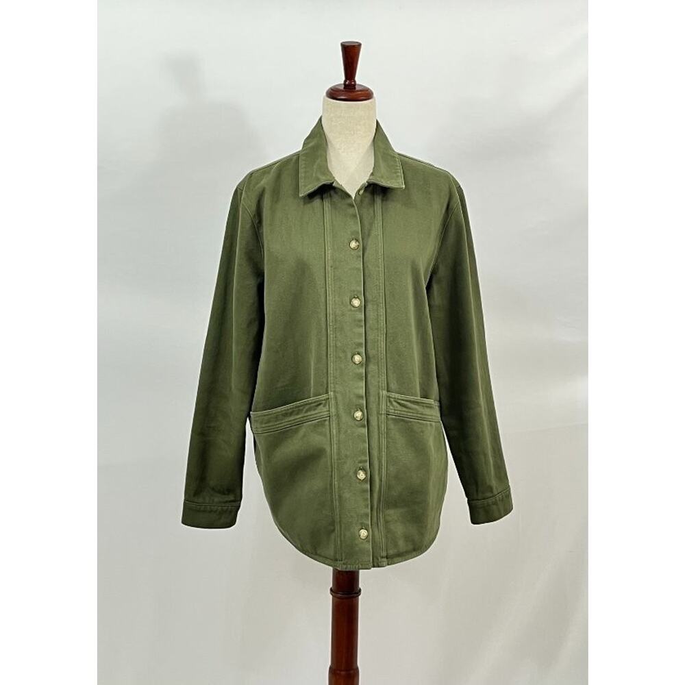 SEZANE Sz L Large Olive Green Will Jacket Coat Cotton - Picture 7 of 11